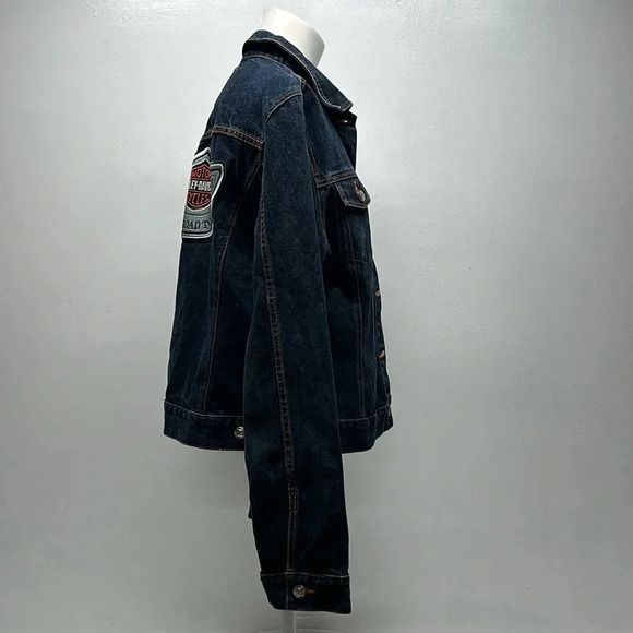 Harley Davidson Motorcycles Denim Jean Jacket Patches 100th Anniversary Blue XL - Picture 3 of 12